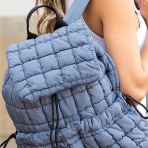 Stylish Quilted Backpack in Blue